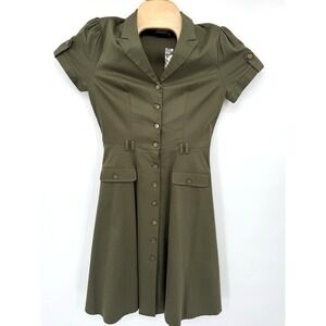 Voodoo Vixen Rockabilly Retro 50'S Military Green Small Dress Button Up NWT